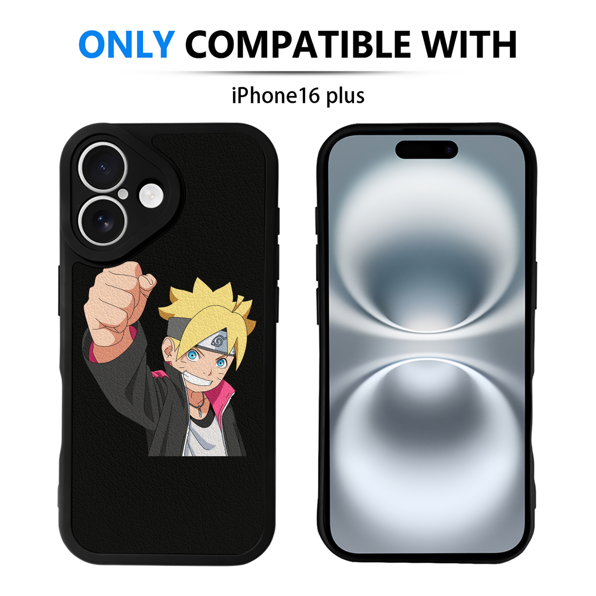（画像用） NARUTO -ナルト- うずまき ボルト Uzumaki Boruto 【iPhone 16シリーズ対応】シリコンスマホケース（レザー調） 材質：シリコン